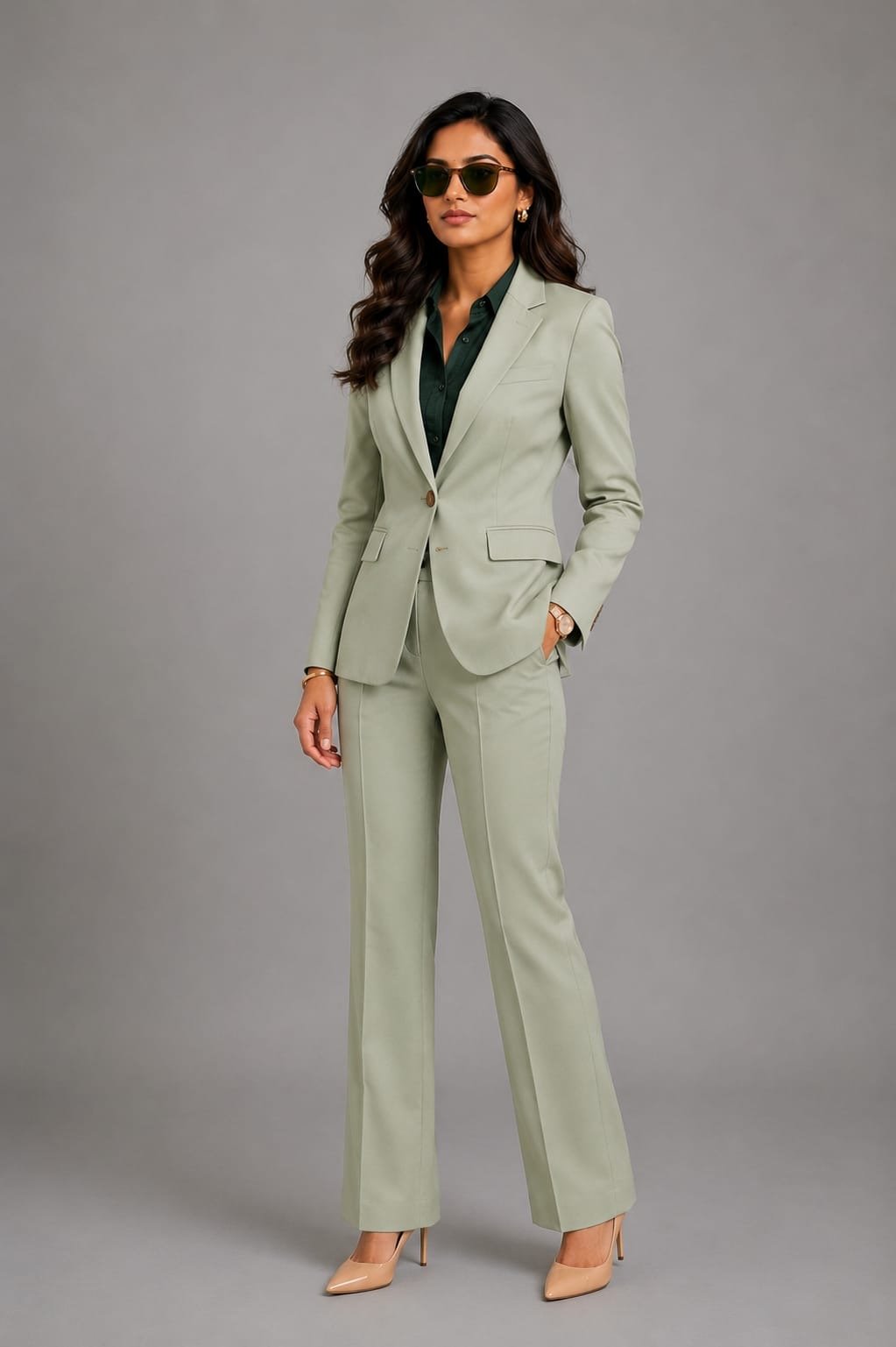 Sage green blazer and trouser 