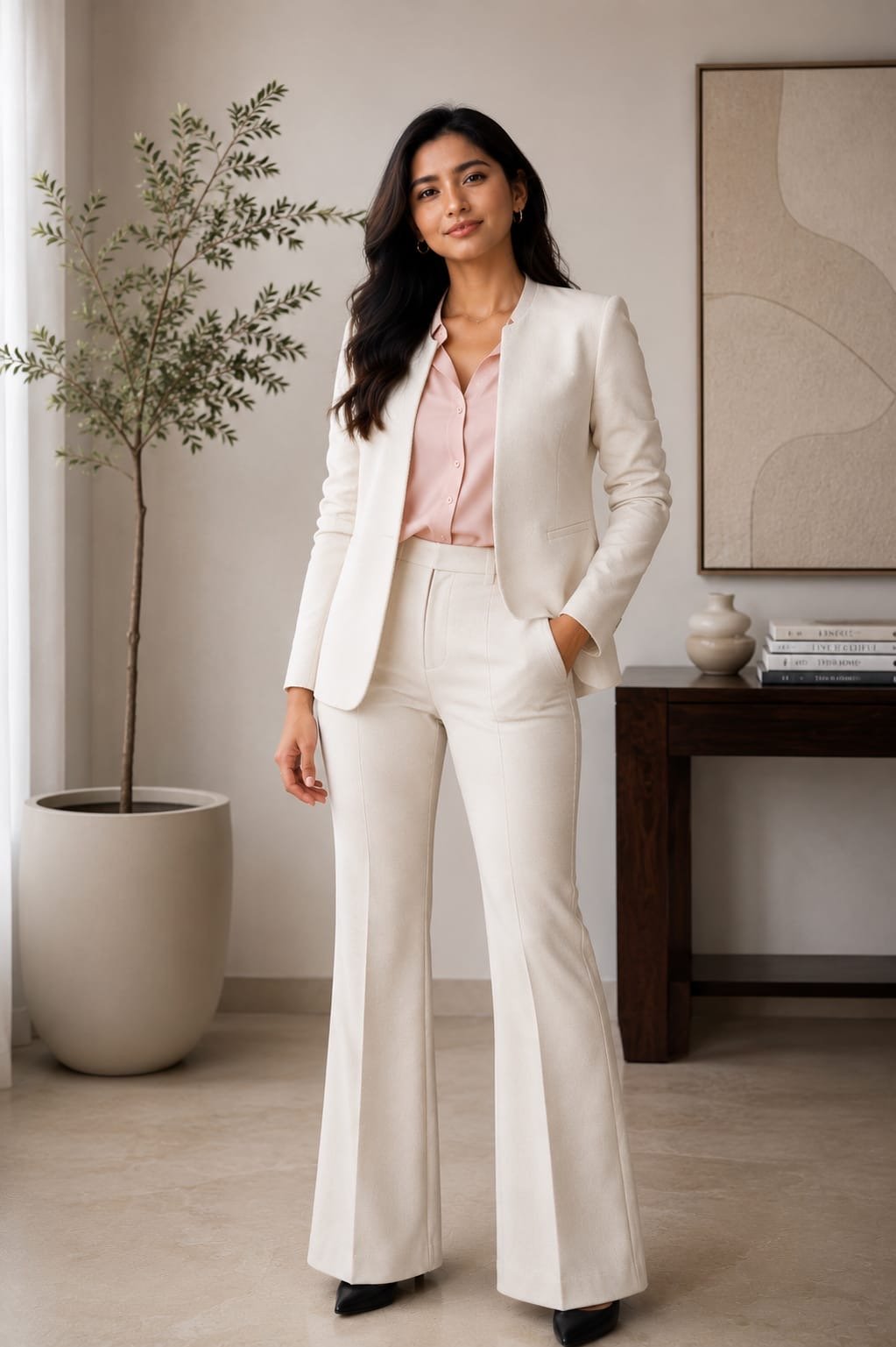Off white blazer and trouser 