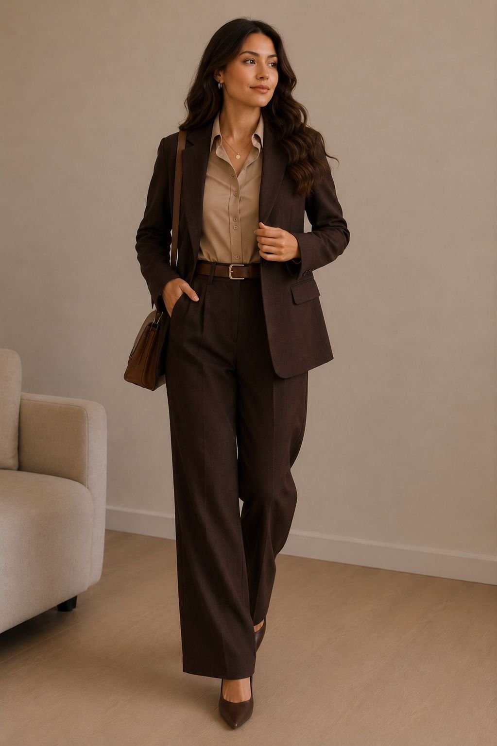 Chocolate brown blazer and trouser