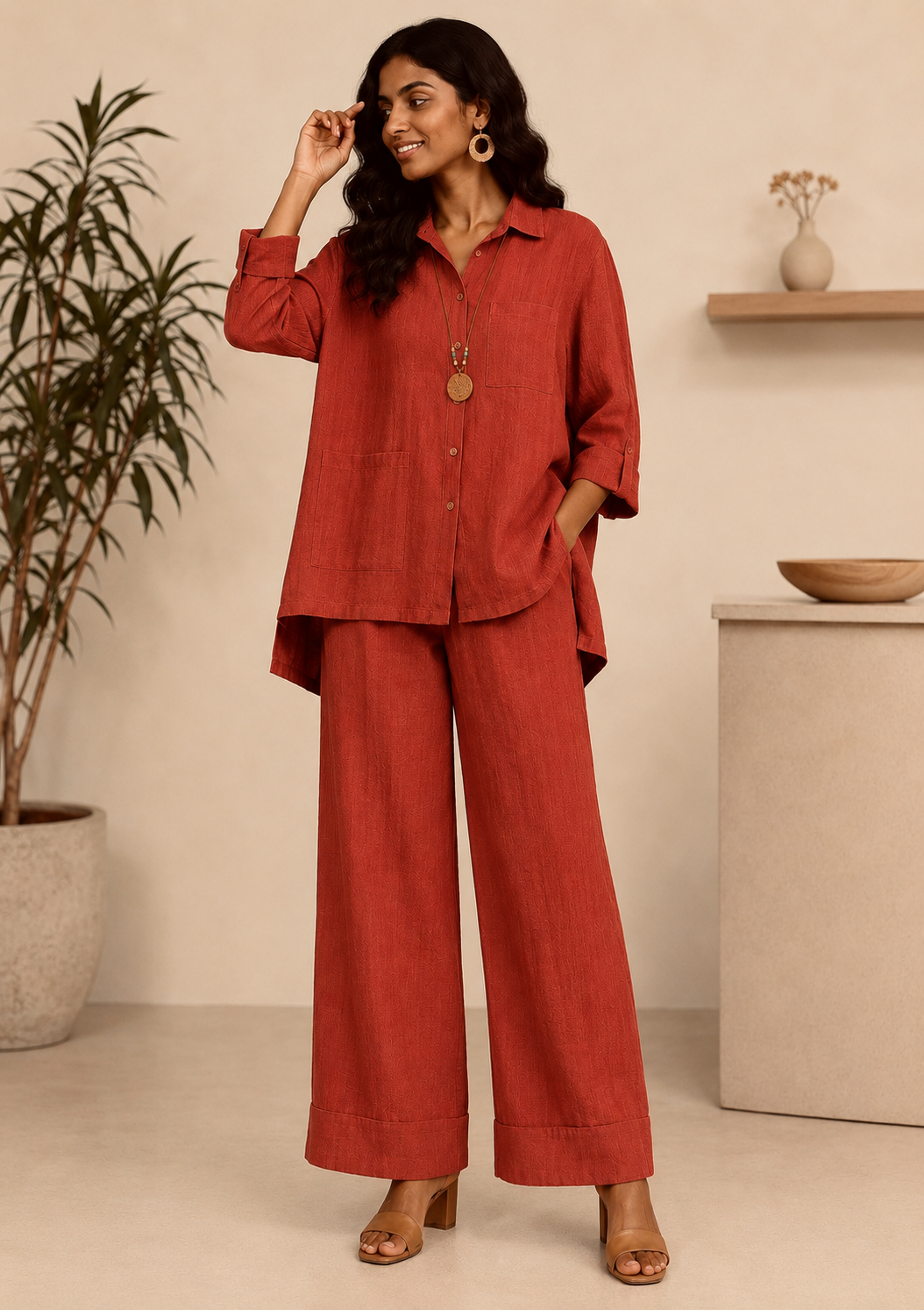 Brick red cord set